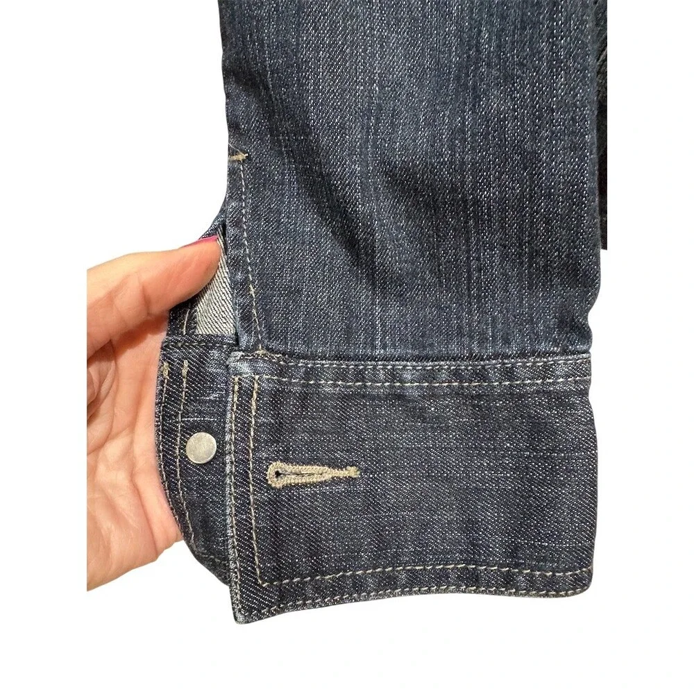 Tommy Hilfiger Jacket Womens XL Dark Wash Denim Trucker Button Front Blue - Picture 6 of 11